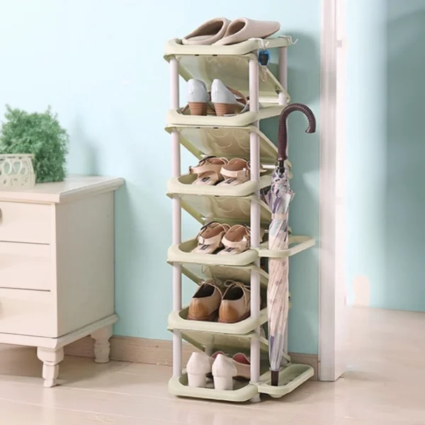 Plastic Slopping 10 Tier Shoe Rack White